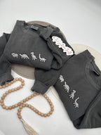 Dinosaur Sweatshirt - Embroidered Crewneck, Soft Cotton Blend, Cute Dino Gift