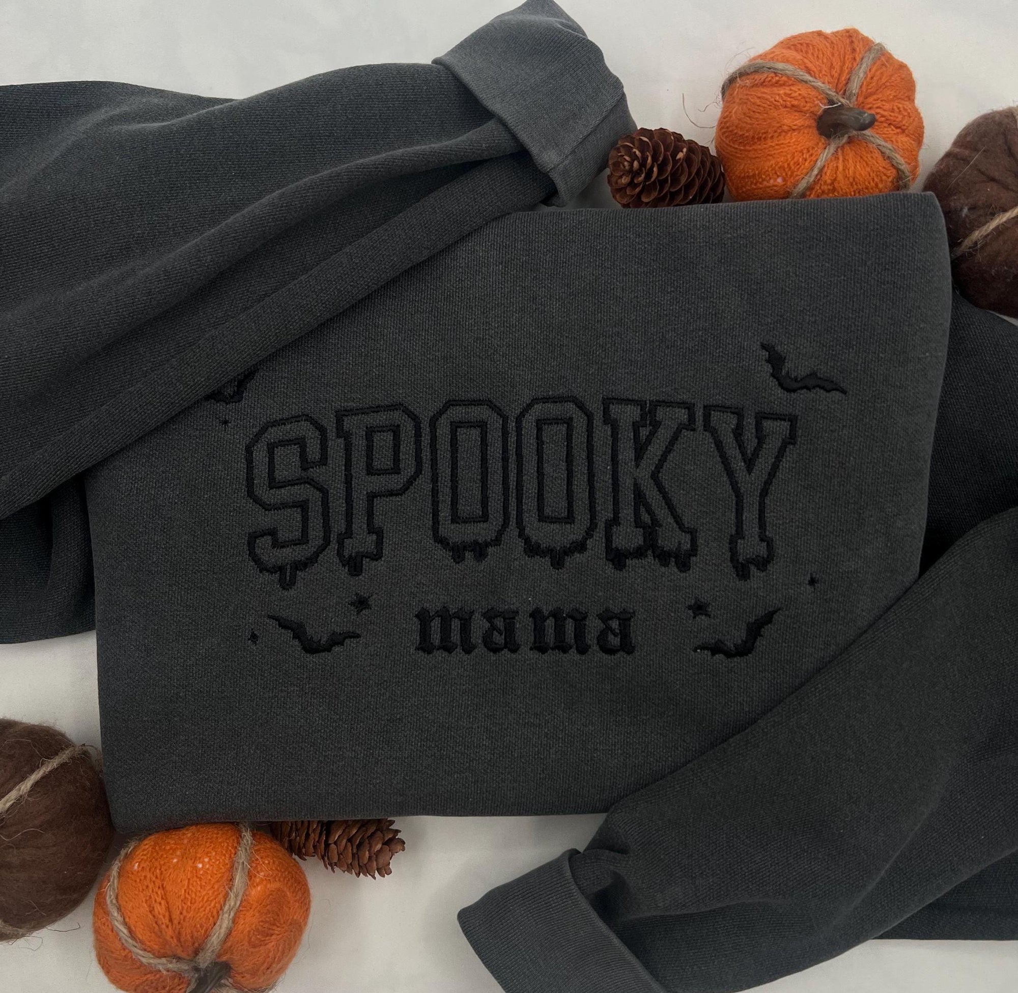 Spooky Mama Embroidered Sweatshirt – Cute Halloween Pullover for Moms