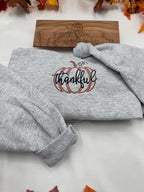 Thankful Embroidered Sweatshirt – Pumpkin Fall Crewneck for the Season of Gratitude