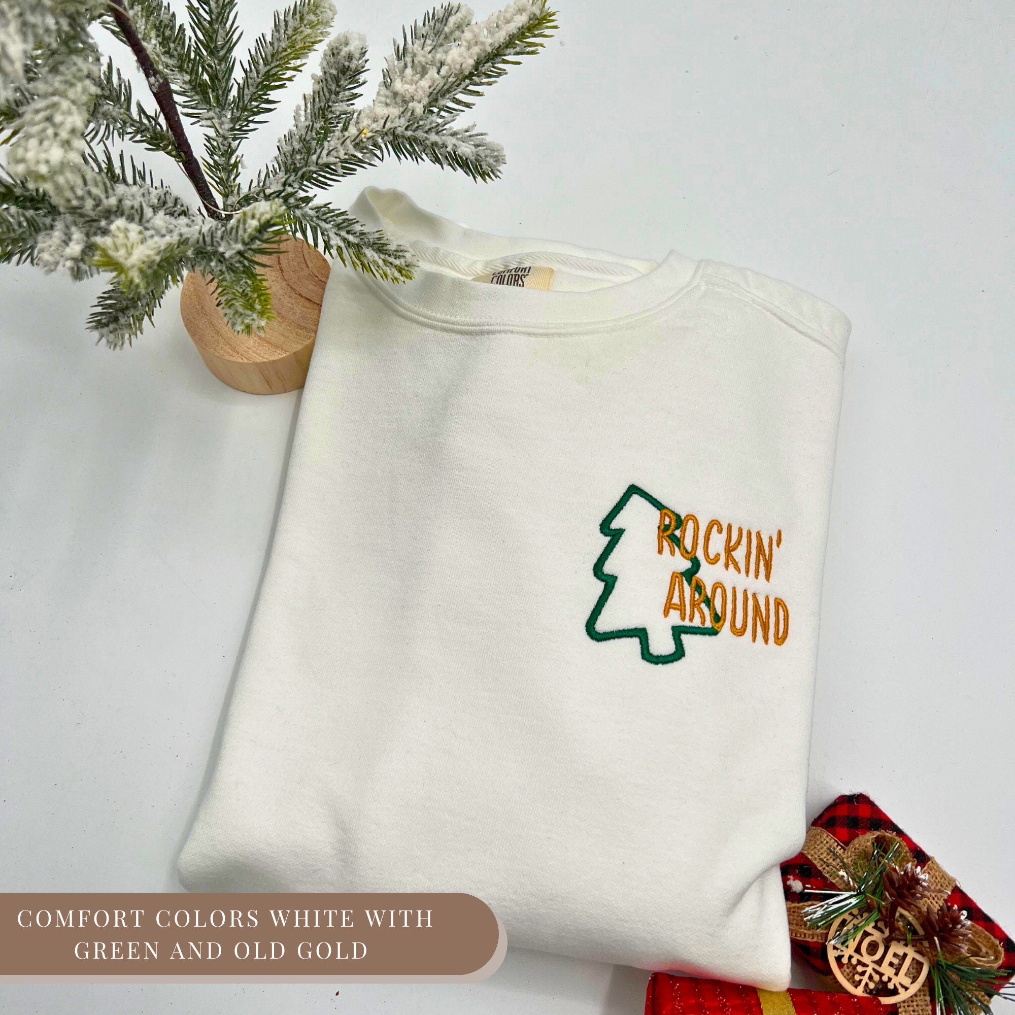 Rockin' Around Embroidered Sweatshirt – Festive Christmas Crewneck