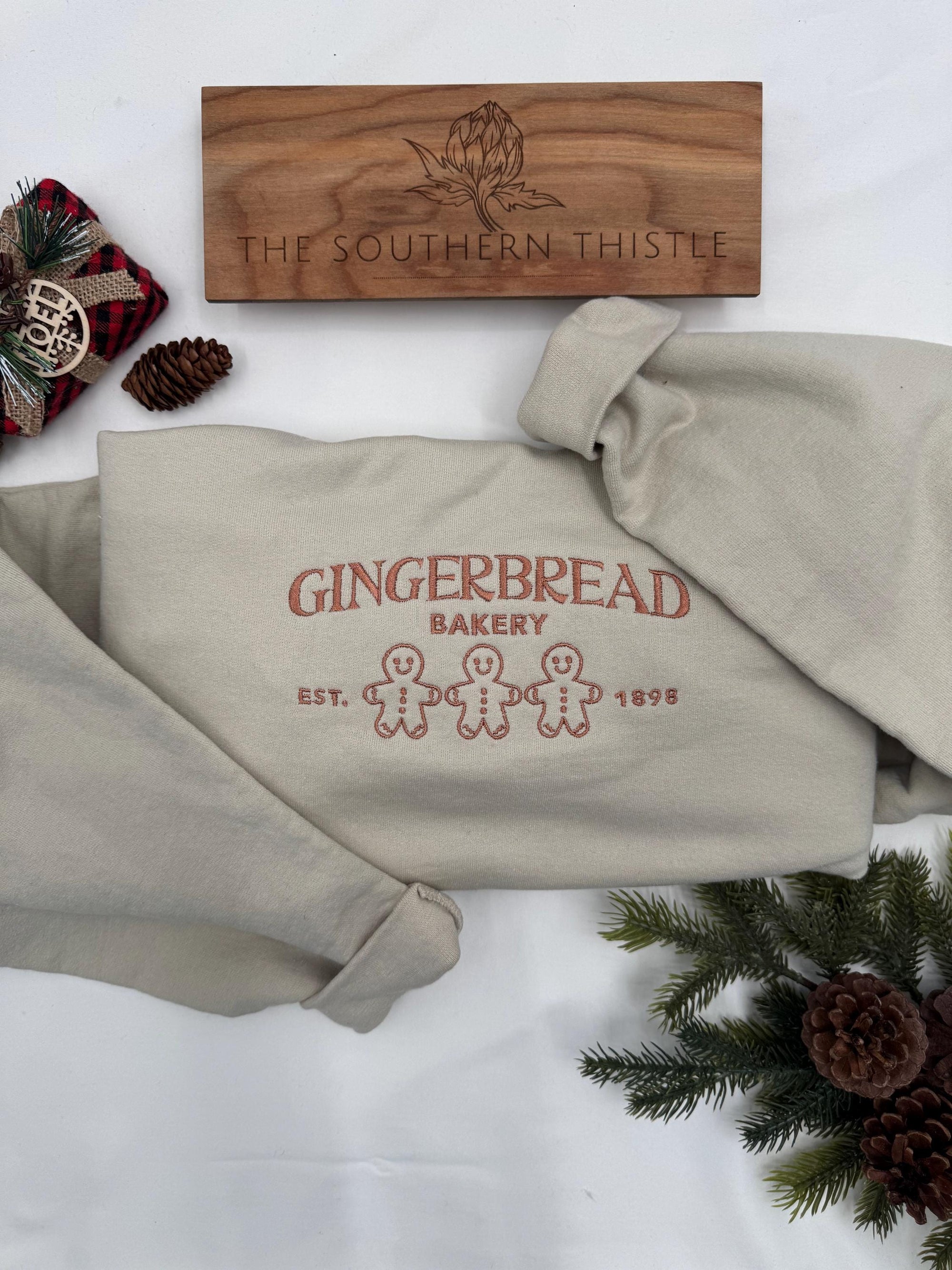 Embroidered Gingerbread Cookies Sweatshirt - Funny Christmas Crewneck for Winter Gifts