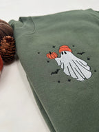 Pumpkin Ghost Embroidered Sweatshirt – Cozy Halloween Pullover