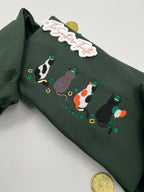 St. Patrick’s Day Lucky Cats Embroidered Sweatshirt – Festive Irish Crewneck