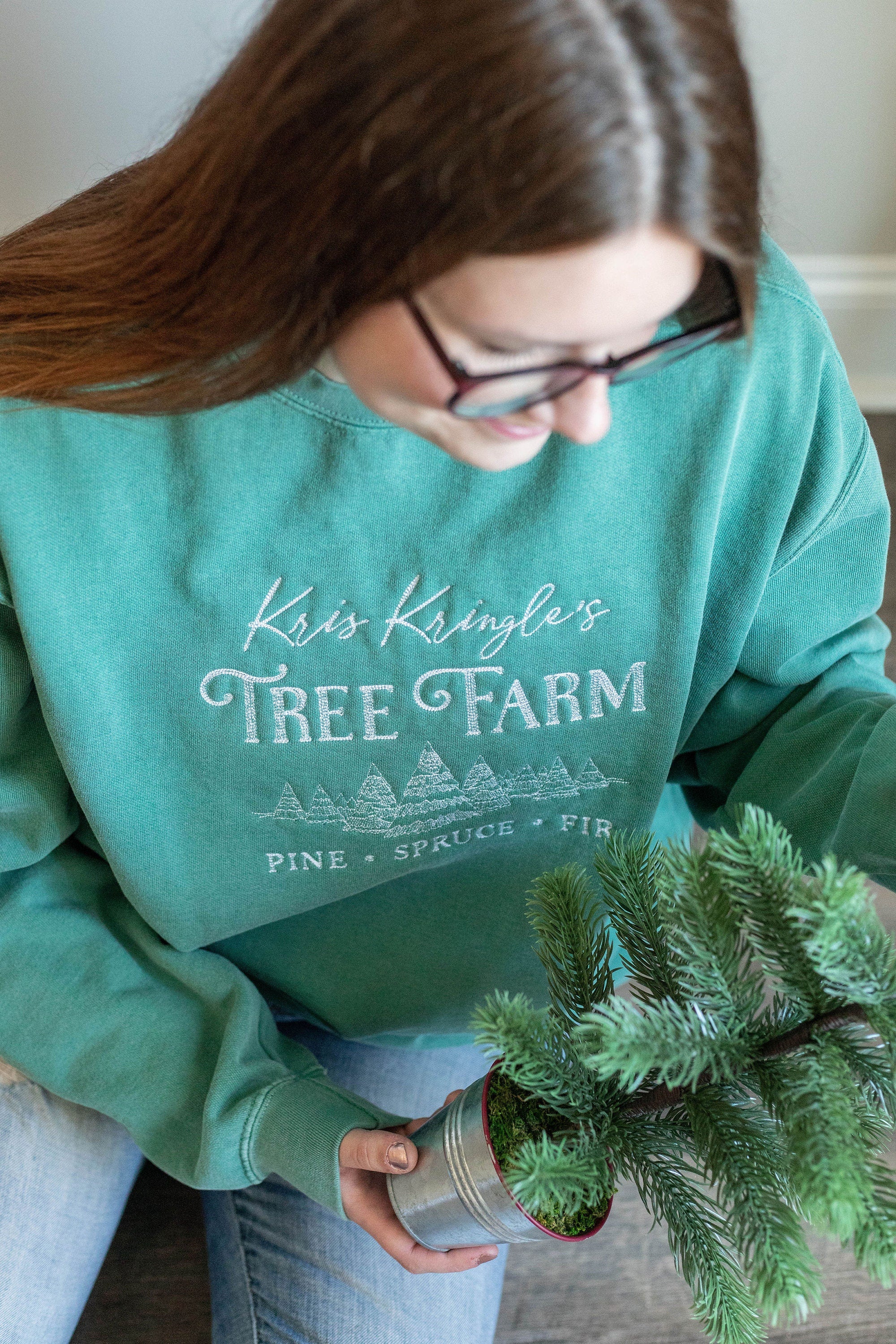 Christmas Tree Farm Embroidered Sweatshirt – Festive Holiday Crewneck