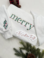 Embroidered Floral Christmas Sweatshirt - Cozy Custom Holiday Crewneck Gift