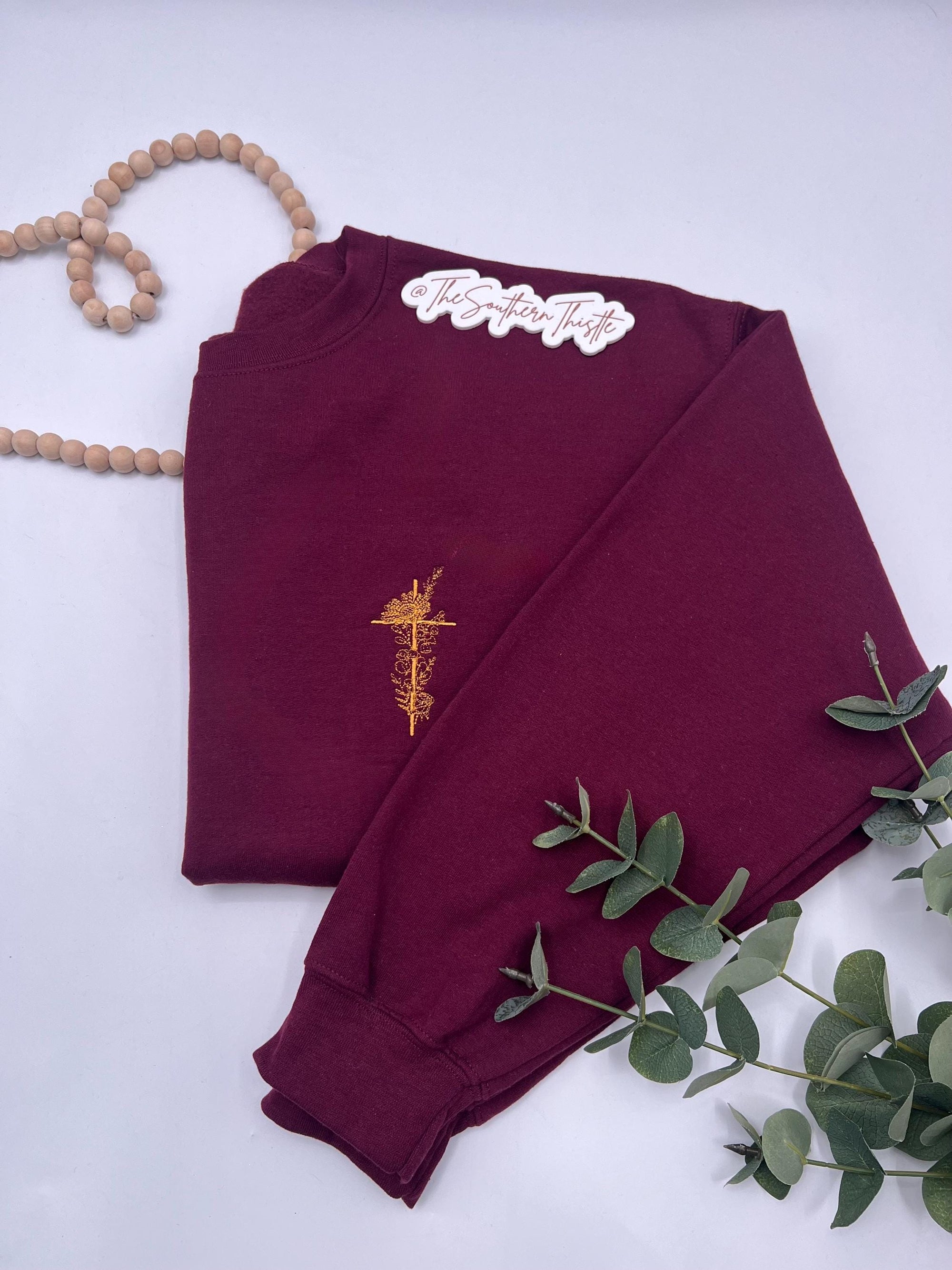 Faith Cross Embroidered Sweatshirt – Minimalist Christian Crewneck