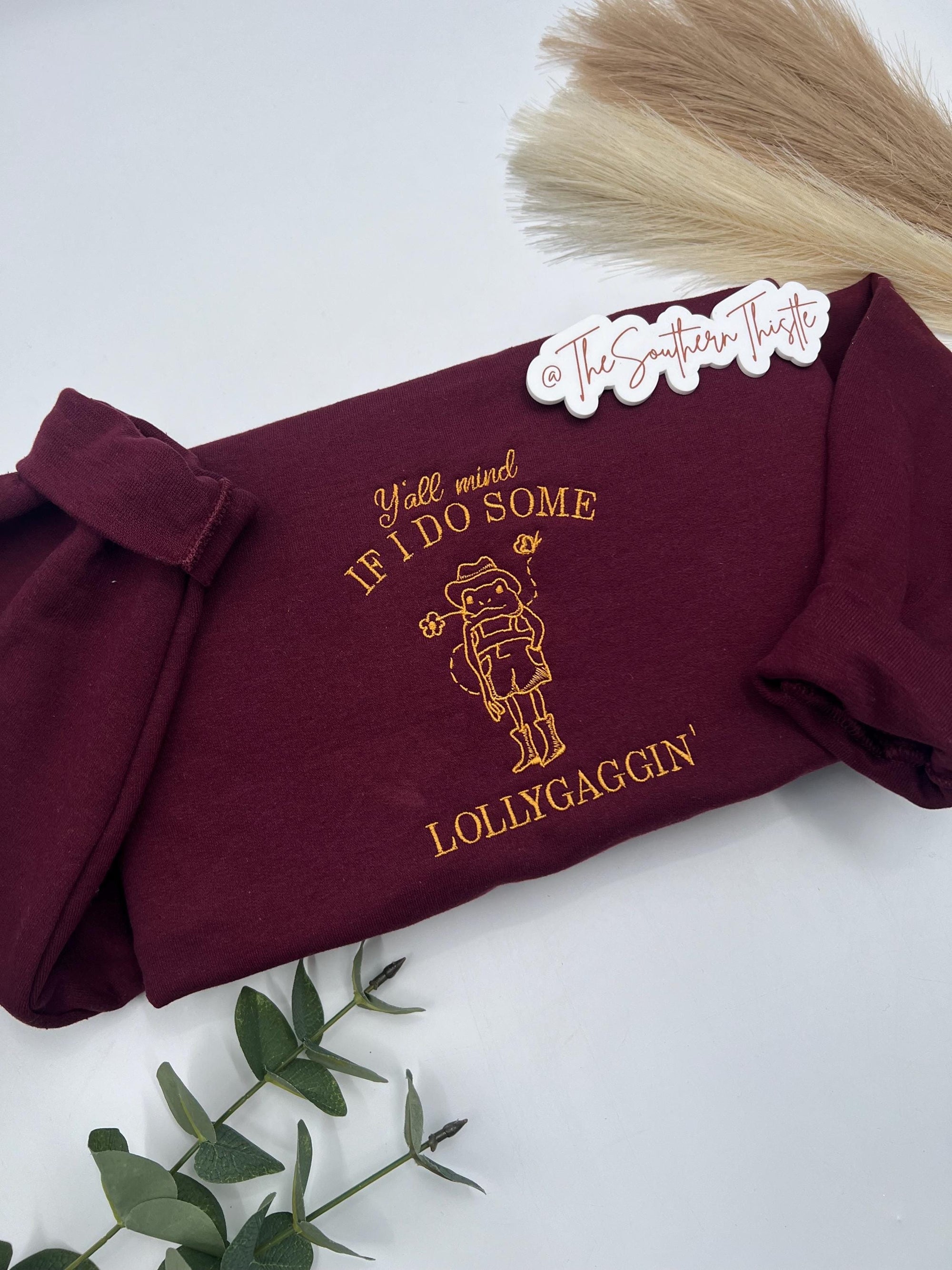 Lollygaggin’ Embroidered Sweatshirt – Funny Cowboy Western Crewneck
