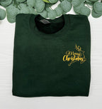 Embroidered Merry Christmas Sweatshirt - Cozy Minimalist Winter Crewneck for Holiday Gifting