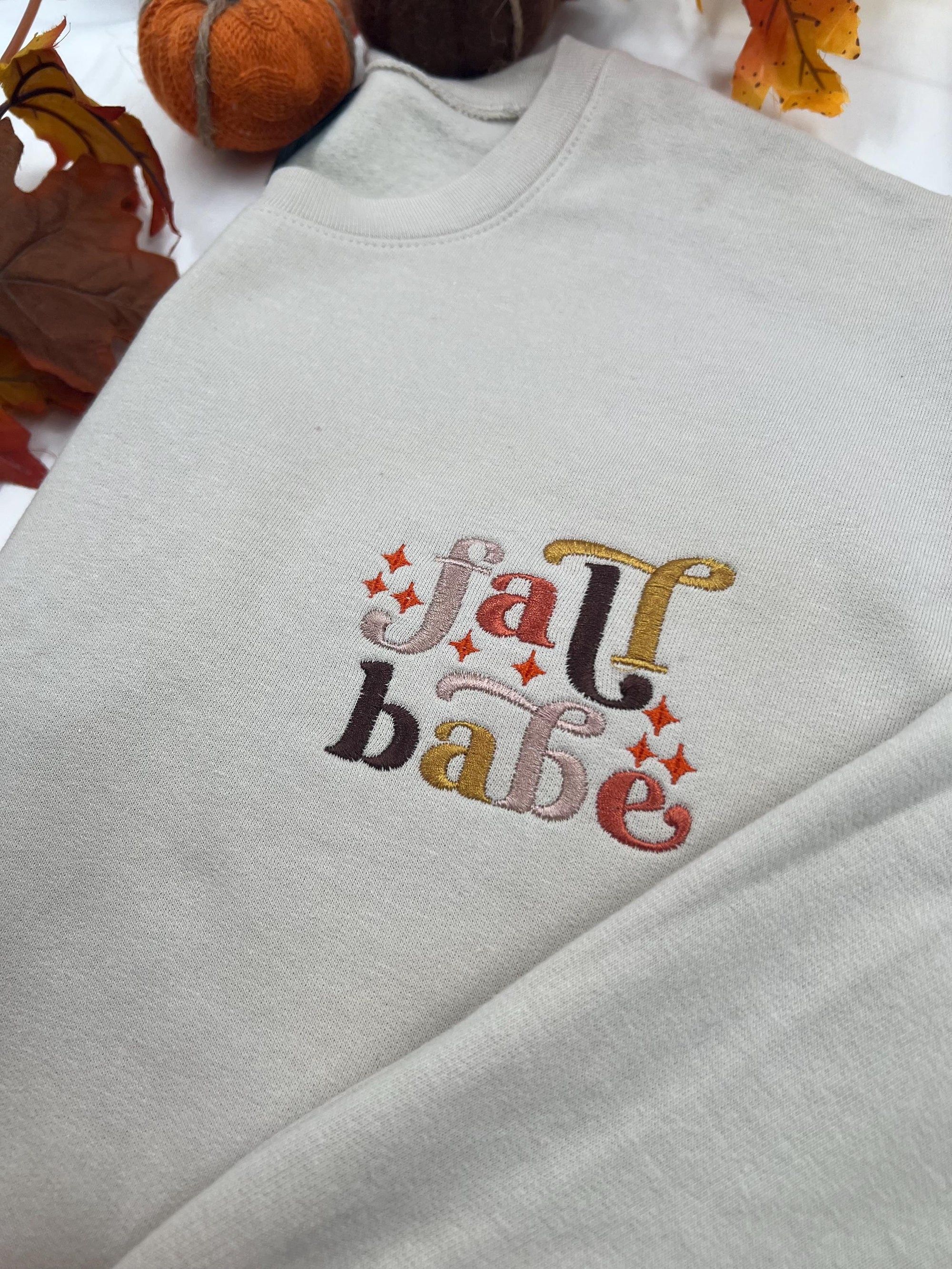 Fall Babe Sweatshirt – Cute Cozy Autumn Embroidered Crewneck