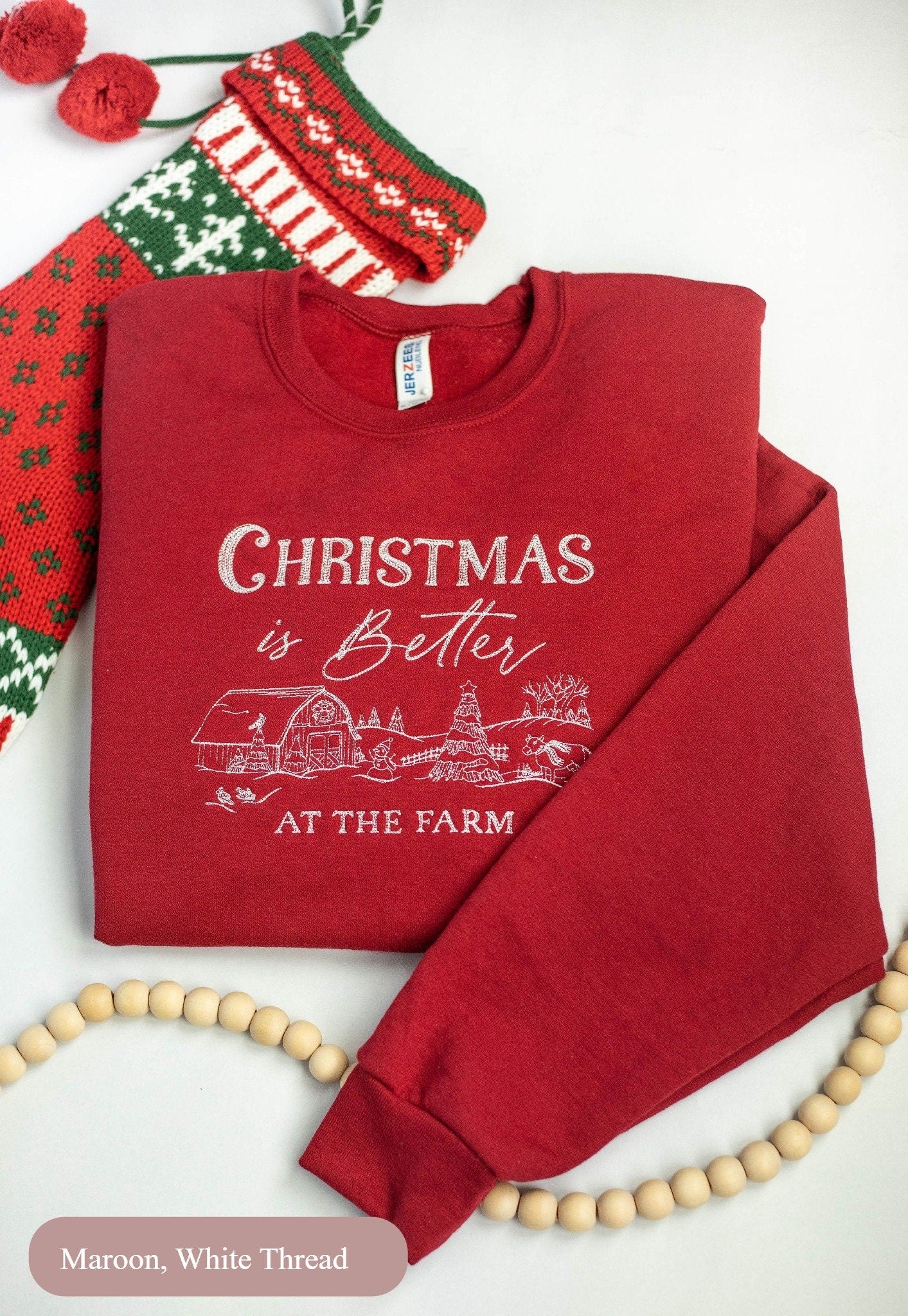 Christmas is Better at the Farm Embroidered Sweatshirt – Rustic Holiday Crewneck