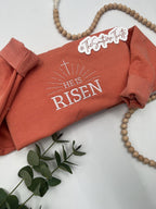 He Is Risen Embroidered Sweatshirt – Christian Easter Crewneck