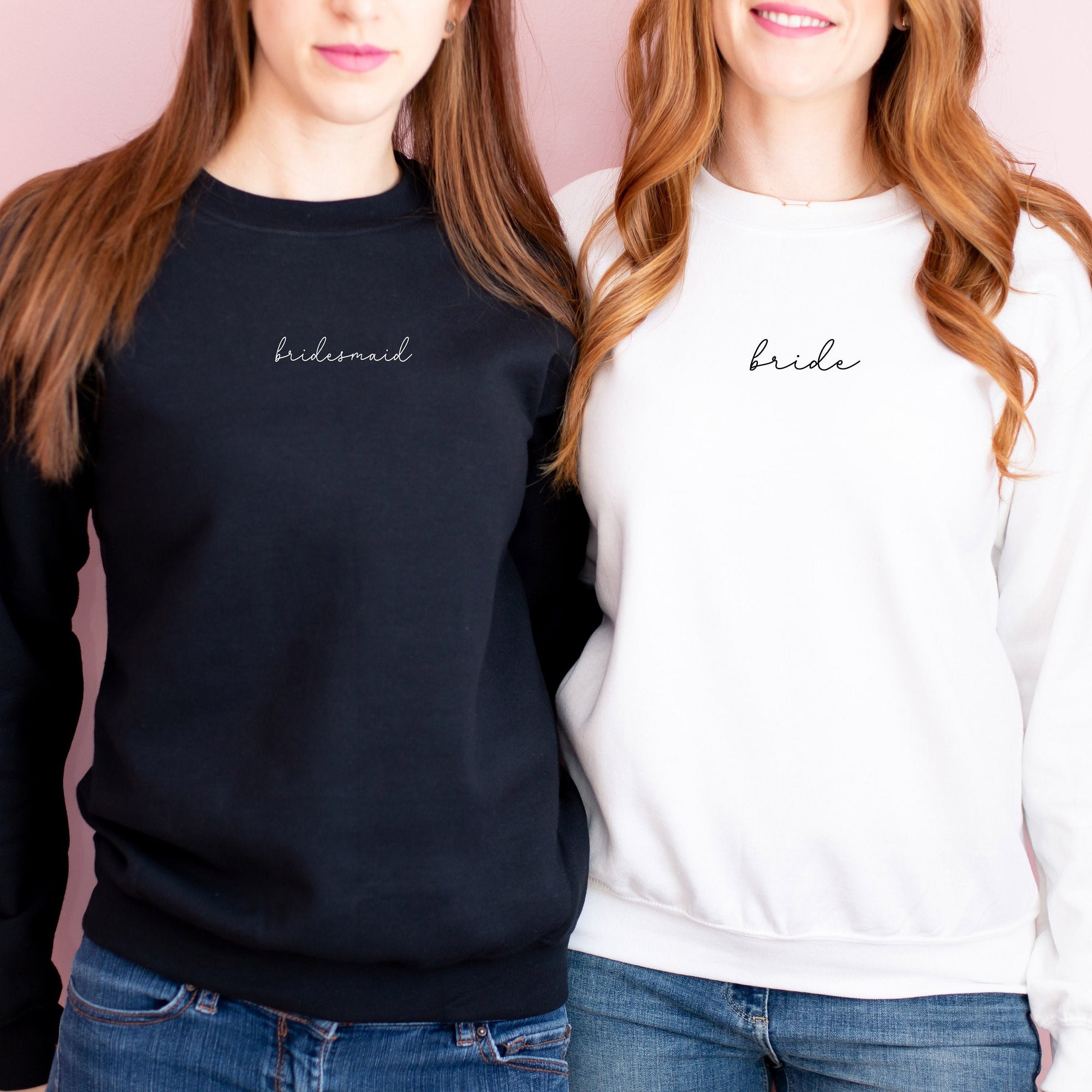 Bride & Bridesmaid Embroidered Sweatshirt – Wedding Party Crewneck
