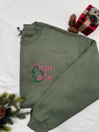 Embroidered Merry & Bright Christmas Sweatshirt – Cozy Holiday Crewneck
