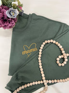 Minimalist Mama Embroidered Sweatshirt – Comfort Colors Crewneck with Heart Script Design