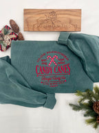 Embroidered Candy Cane Sweatshirt - Christmas Gift - Cute Holiday Crewneck - Winter Fashion -  Retro Christmas Apparel - Holiday Sweater