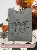 Skeleton Embroidered Halloween Sweatshirt for Spooky Season Fun