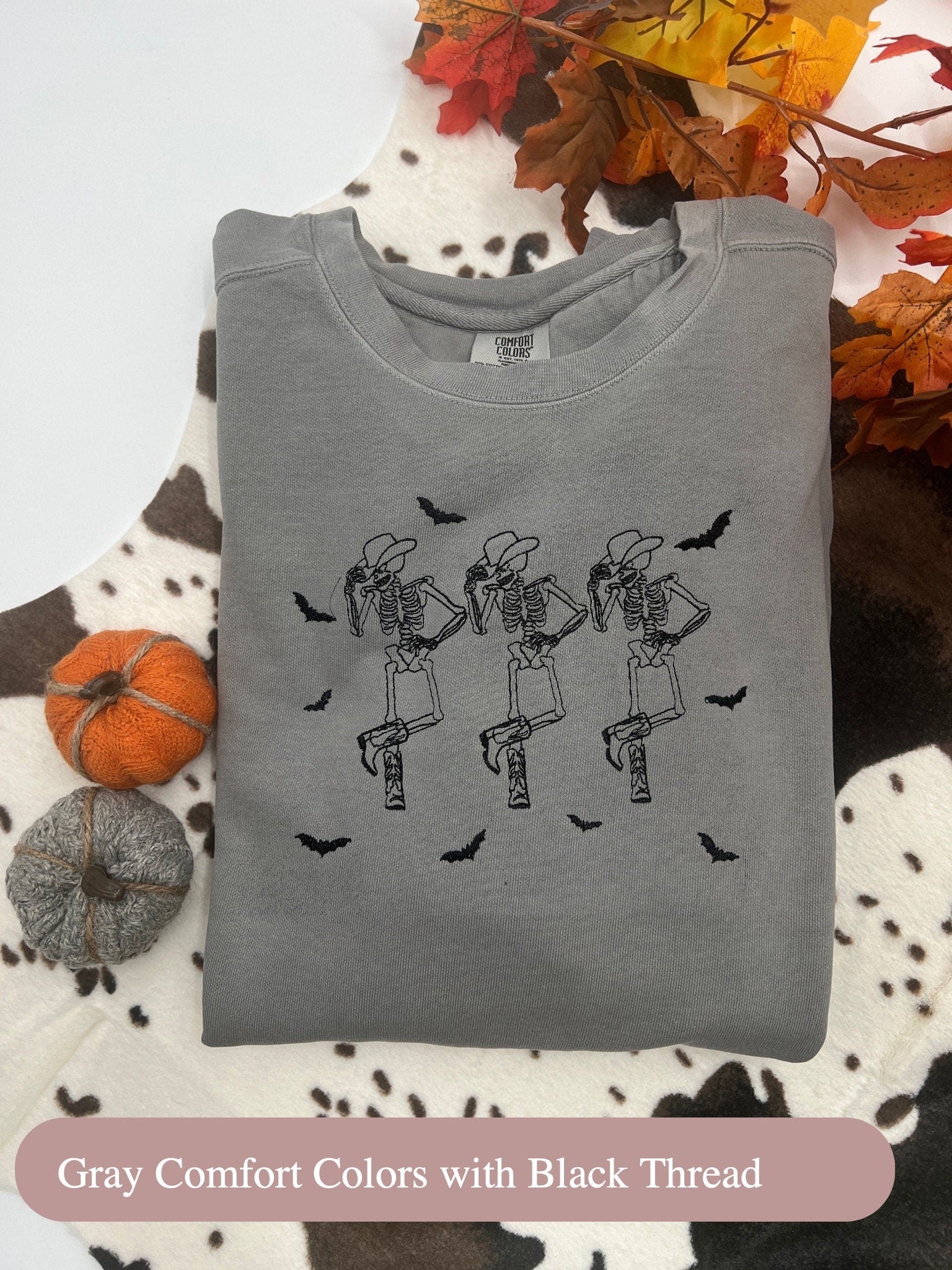 Embroidered Halloween Sweatshirt, Spooky Season Sweatshirt, Skeleton Embroidered Sweatshirt, Halloween Skeleton Sweatshirt