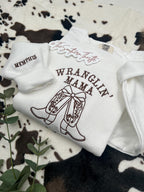 Wranglin’ Mama Embroidered Sweatshirt – Western Boots Design with Custom Sleeve Name