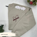 Heart Bow Mama Embroidered Sweatshirt – Soft Script with Delicate Heart Detail