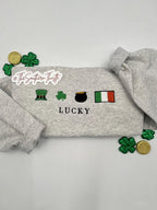 Lucky Icon Embroidered Sweatshirt – Festive Irish Symbols Crewneck