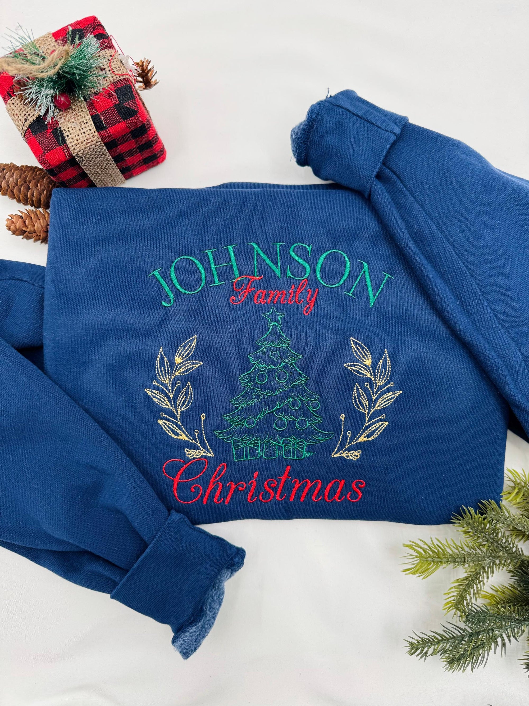 Embroidered Custom Christmas Sweatshirt - Custom Christmas Sweatshirts - Matching Family Shirts - Holiday Outfits - Unique Christmas Gifts