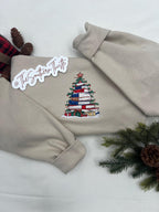 Christmas Book Tree Embroidered Sweatshirt – Cozy Holiday Crewneck