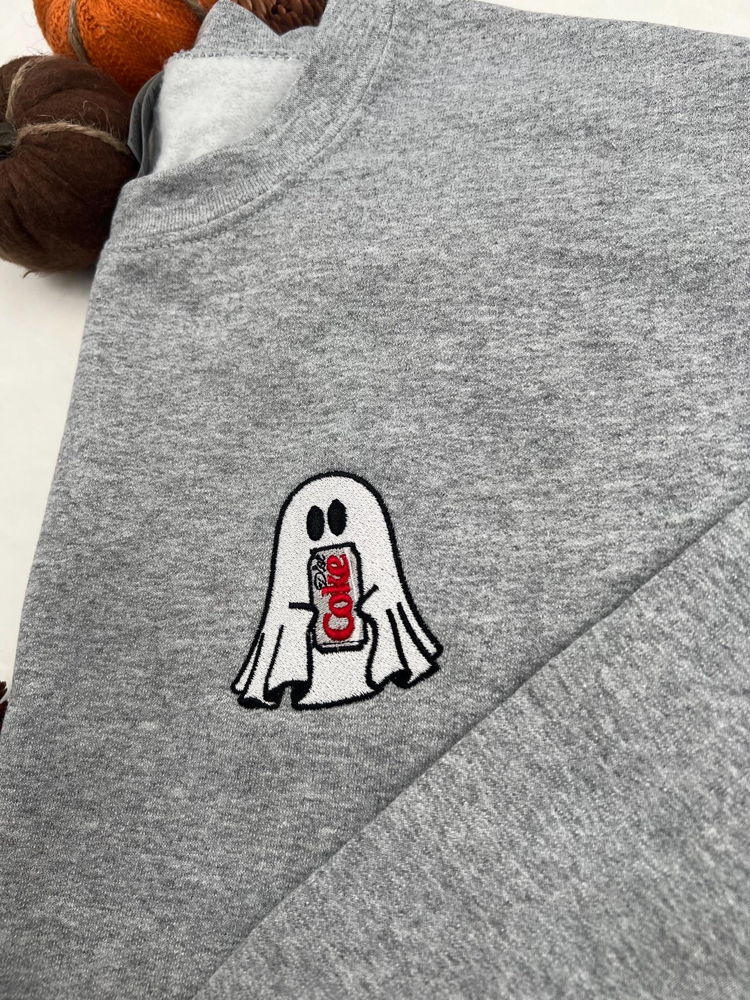 Diet Coke Ghost Embroidered Sweatshirt – Spooky Cute Crewneck