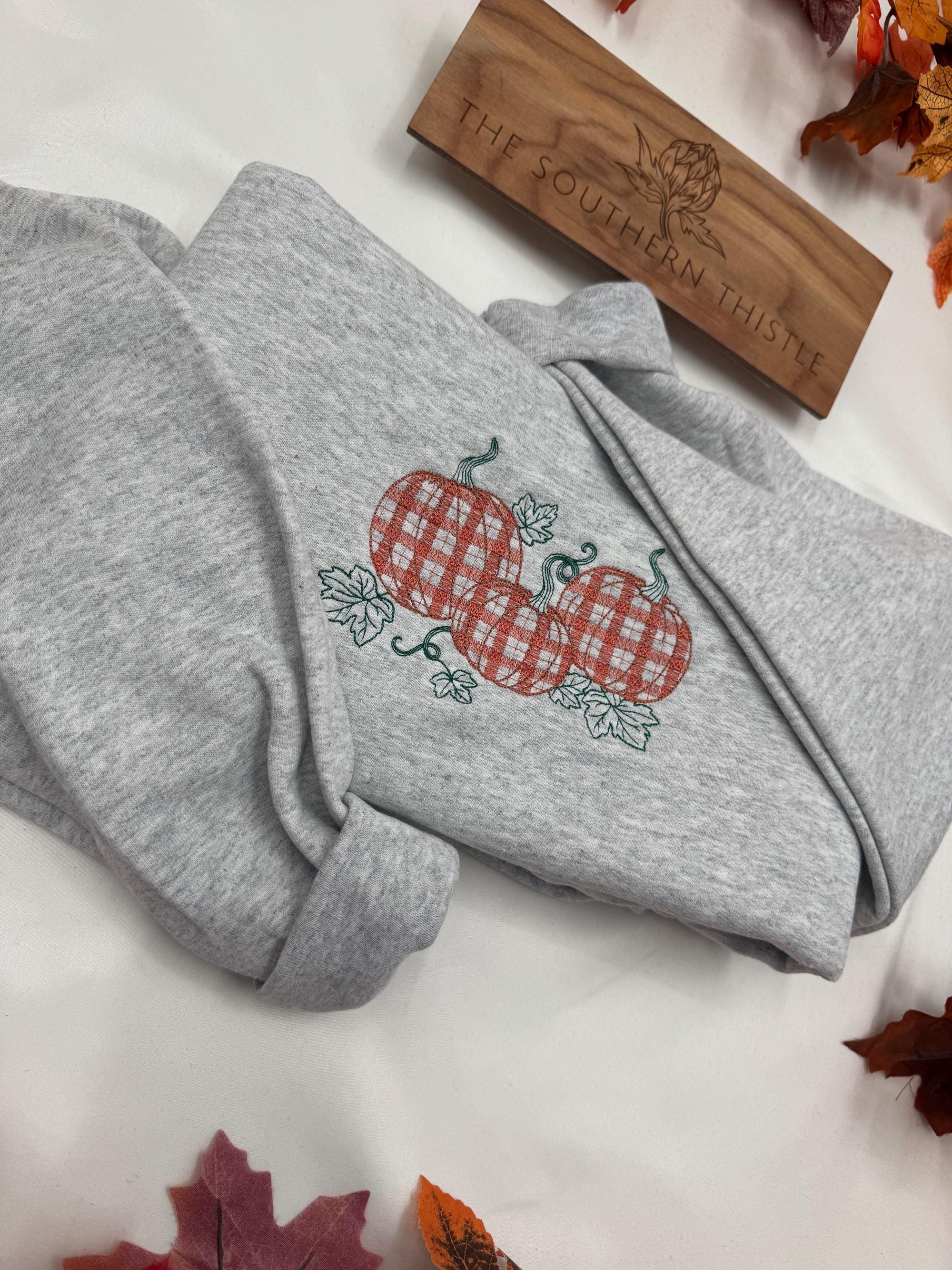 Fall Pumpkins Embroidered Crewneck - Autumn Style Sweatshirt - Pumpkin Patch - Cute Forest Design- Pumpkin Crewneck - Pumpkin Sweatshirt
