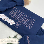 MAMA Embroidered Sweatshirt with Bow – Personalized Comfort Colors Crewneck