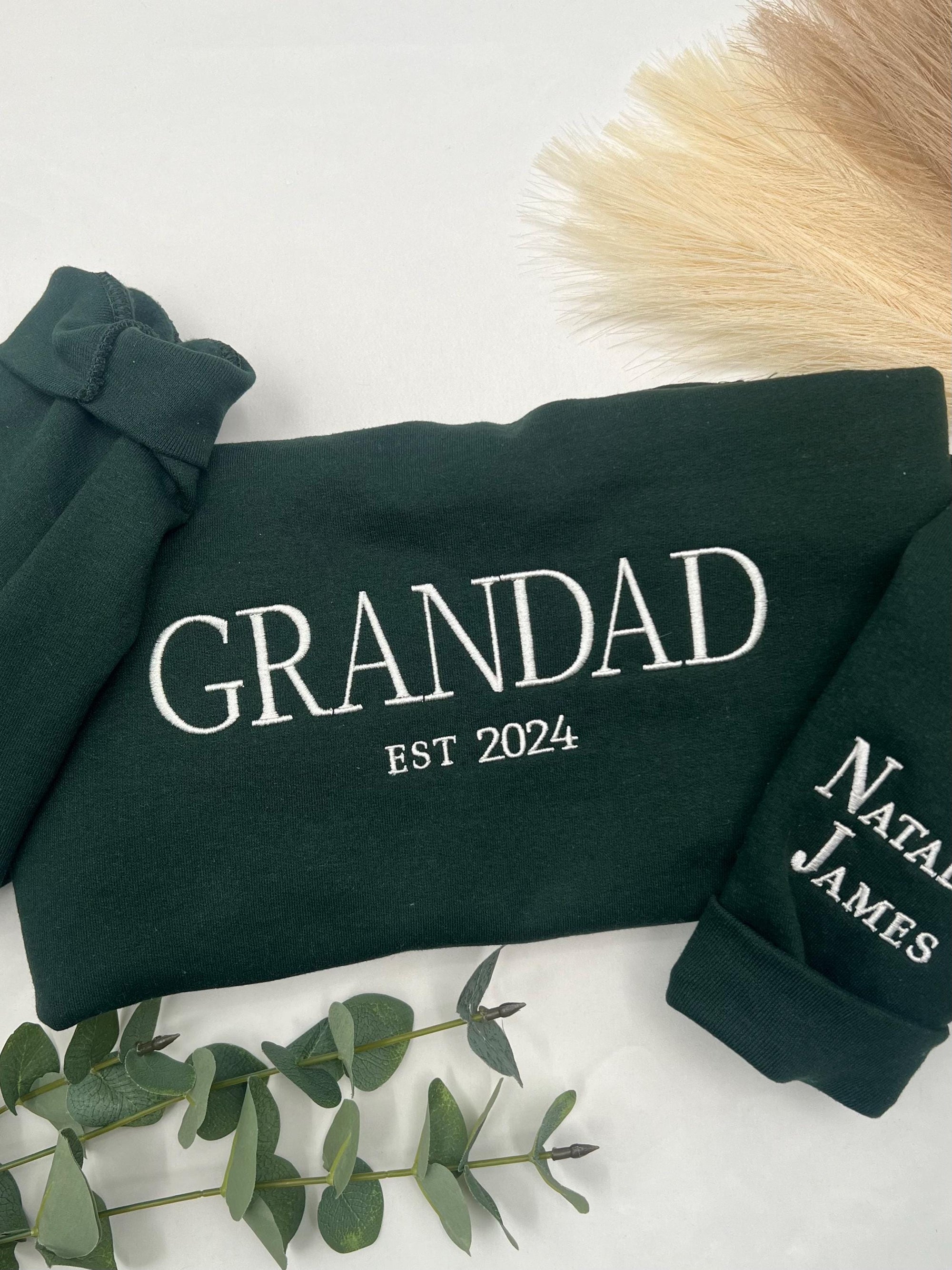 Personalized Embroidered Grandad Sweatshirt – Custom Name & Established Year