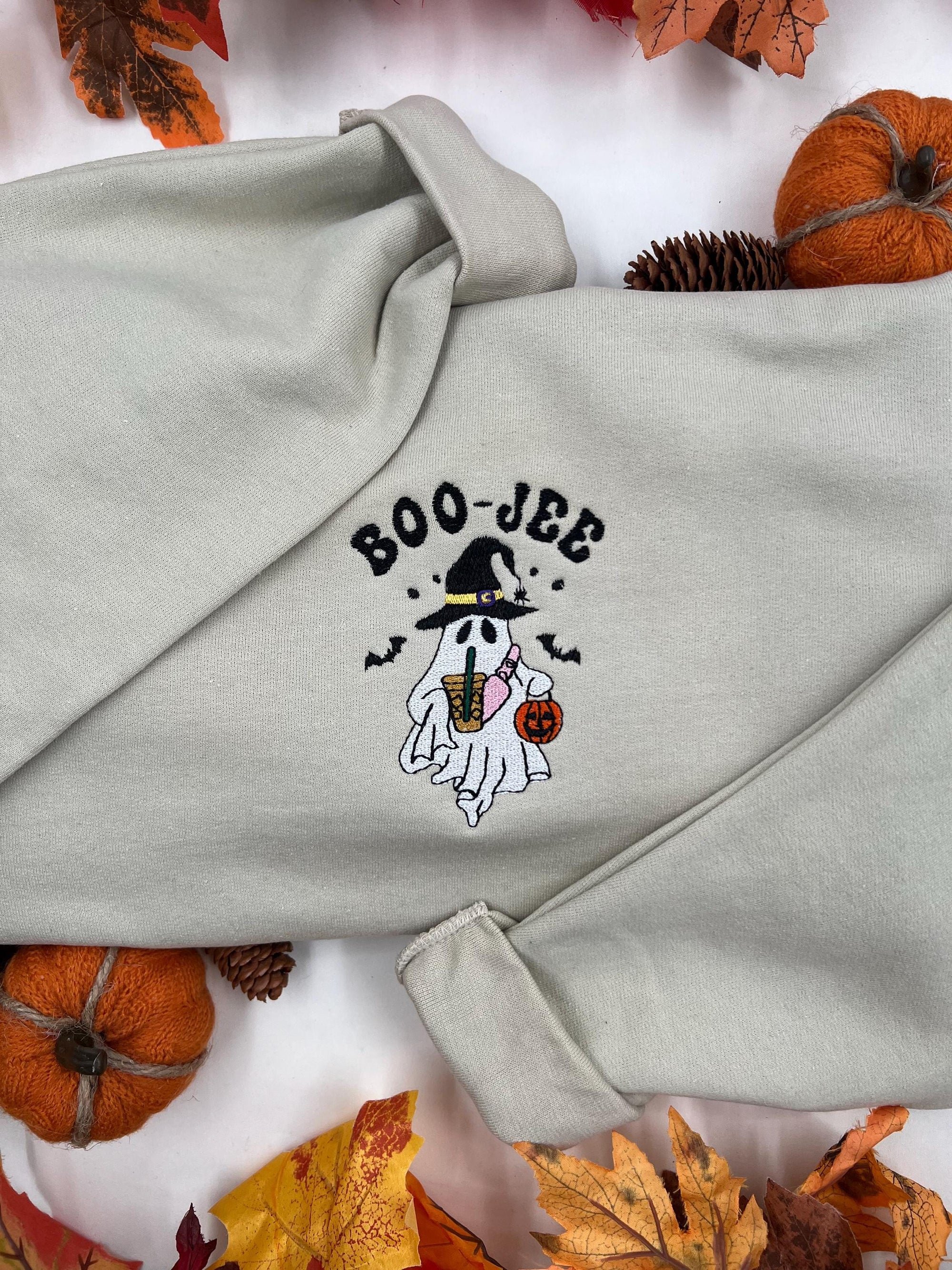 Boo Jee Ghost Embroidered Sweatshirt – Funny Halloween Pullover
