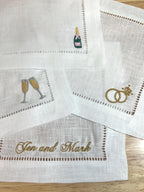 Embroidered Cocktail Napkins - Personalized Linen Napkins | Custom Name & Wedding Gifts