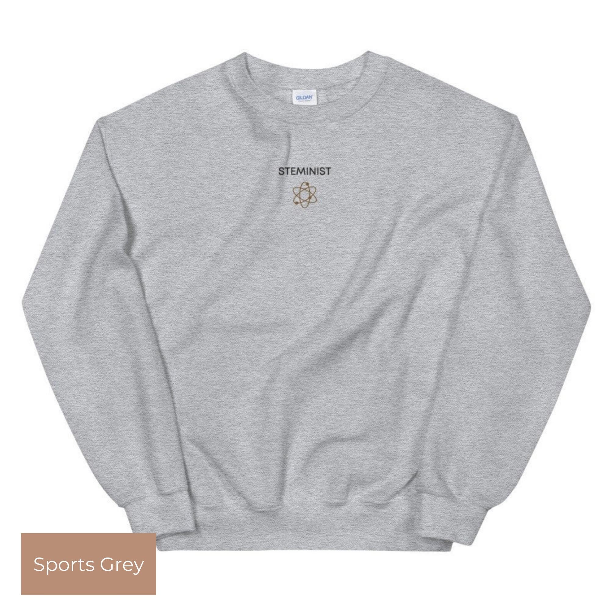 STEMinist Embroidered Sweatshirt – Science & Feminism Empowerment Crewneck