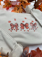 Autumn Bows Embroidered Sweatshirt – Cozy Fall Pullover with Cute Bow & Leaf Design