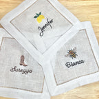 Embroidered Cocktail Napkins – Personalized Linen Party Napkins with Custom Monogram