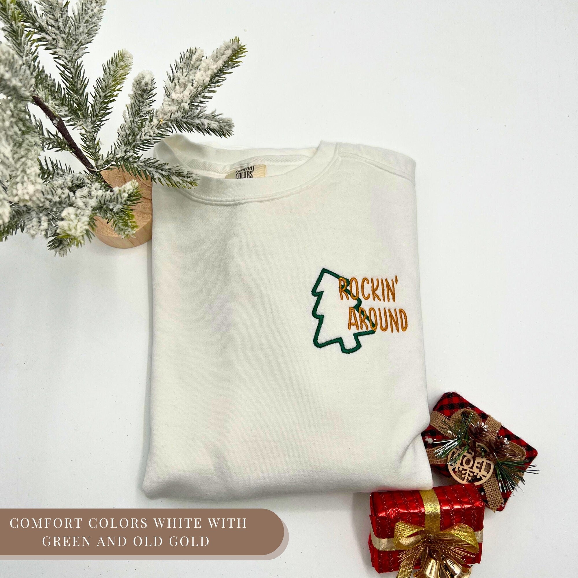 Rockin' Around Embroidered Sweatshirt – Festive Christmas Crewneck
