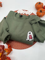 Soda Ghost Embroidered Sweatshirt – Cute Halloween Pullover