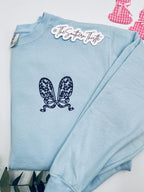 Floral Bunny Ears Embroidered Sweatshirt – Elegant Easter Crewneck
