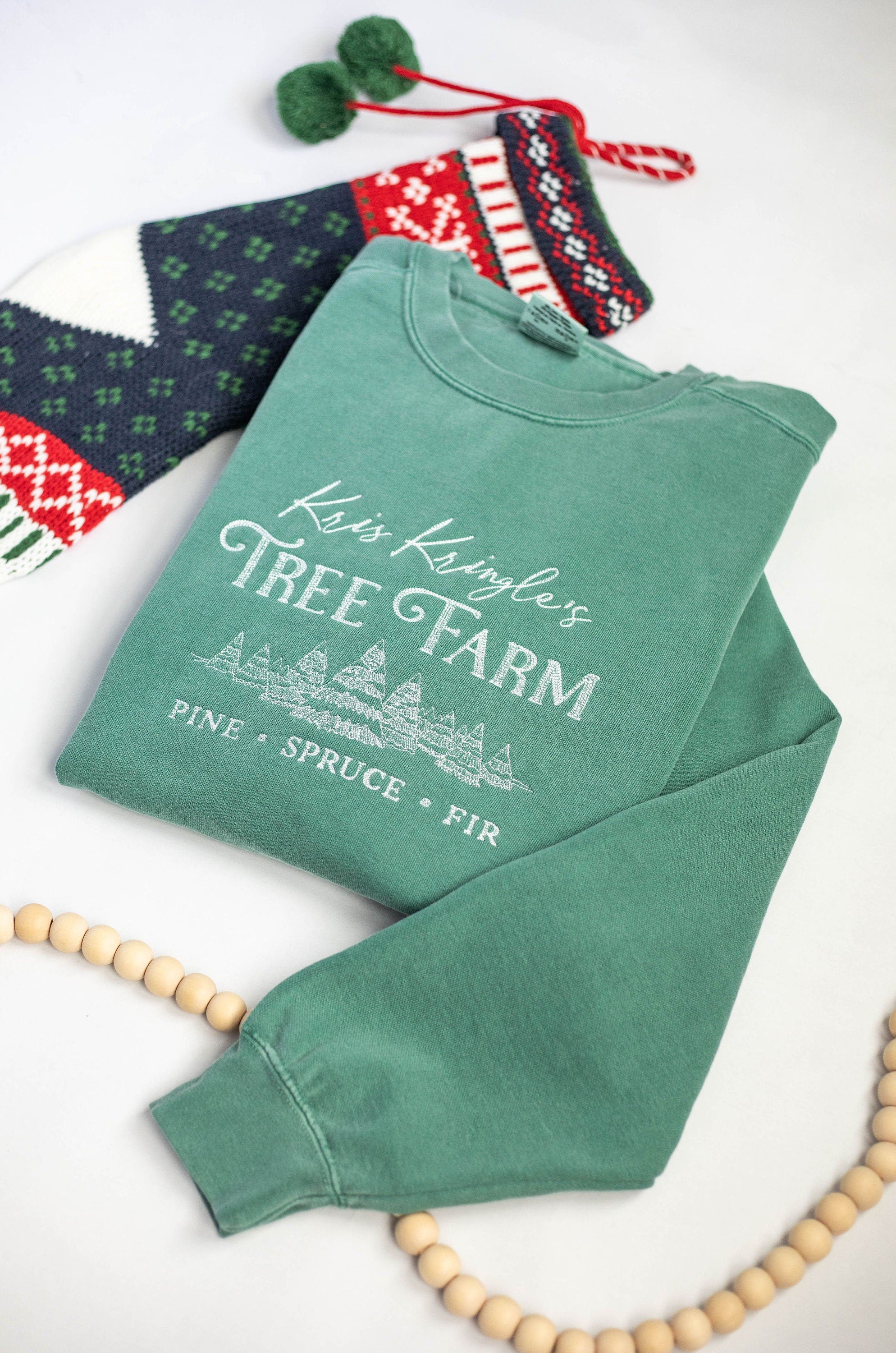 Christmas Tree Farm Embroidered Sweatshirt – Festive Holiday Crewneck
