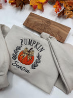 Pumpkin Season Embroidered Sweatshirt – Cozy Fall Aesthetic Crewneck