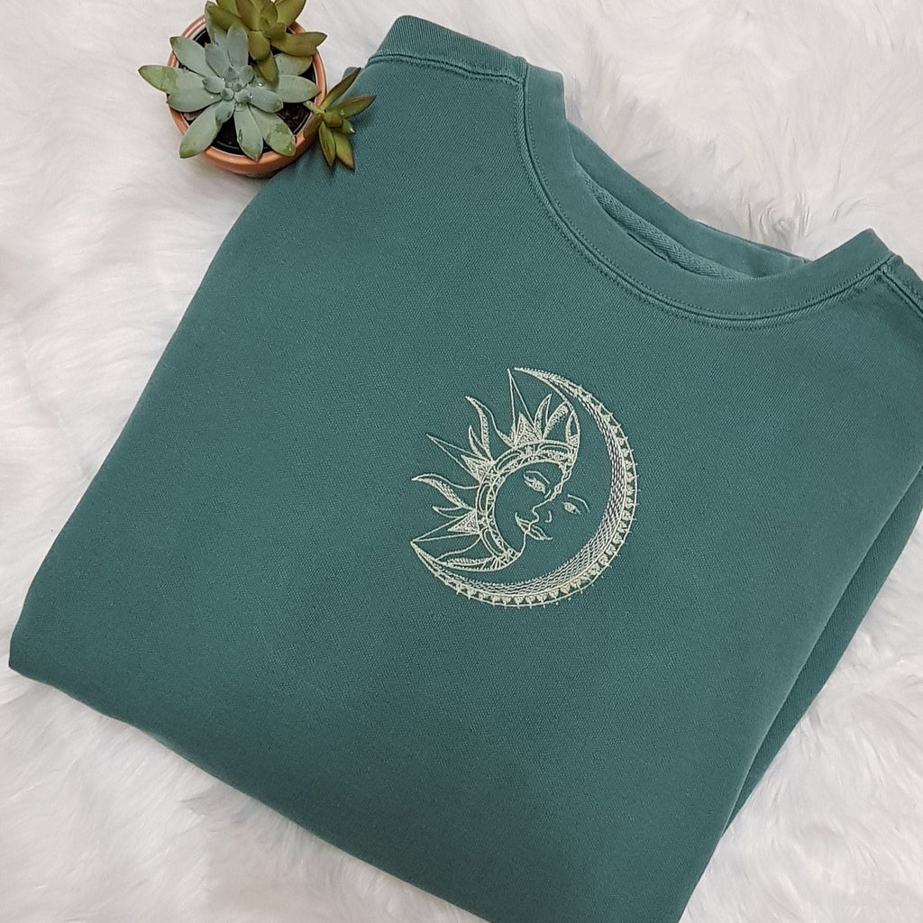 Embroidered Comfort Colors Sun and Moon Sweatshirt