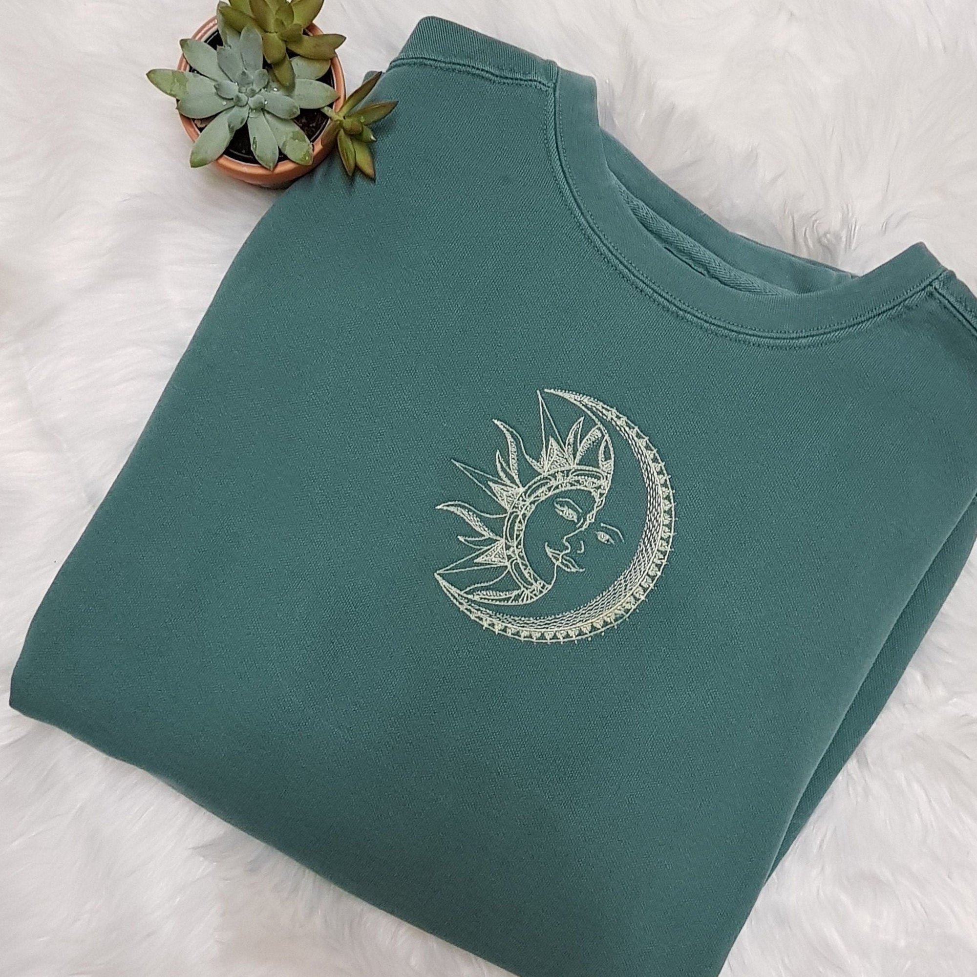 Embroidered Comfort Colors Sun and Moon Sweatshirt