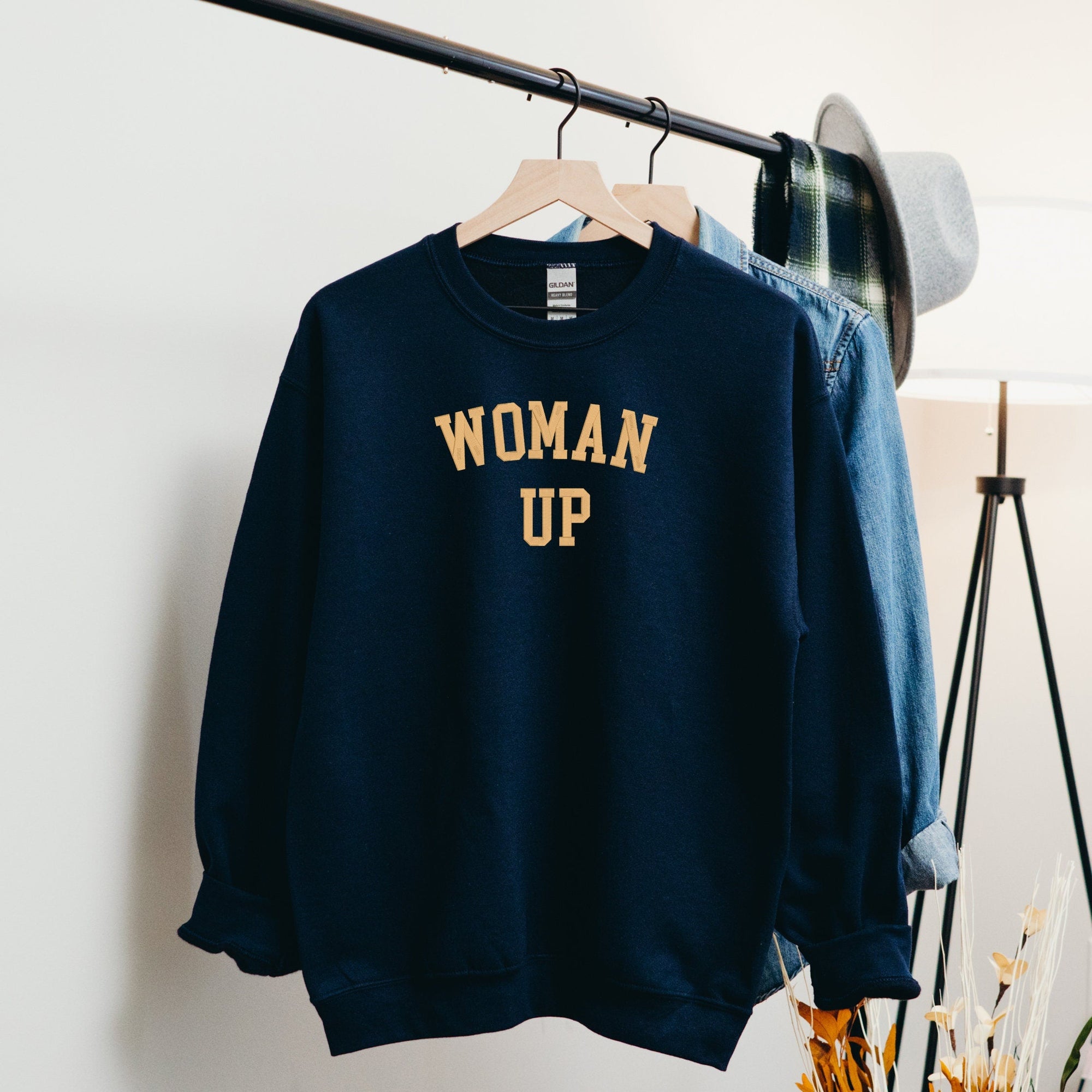 "Woman Up" Embroidered Sweatshirt – Empowerment Crewneck