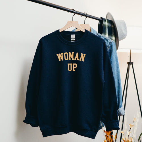 "Woman Up" Embroidered Sweatshirt – Empowerment Crewneck