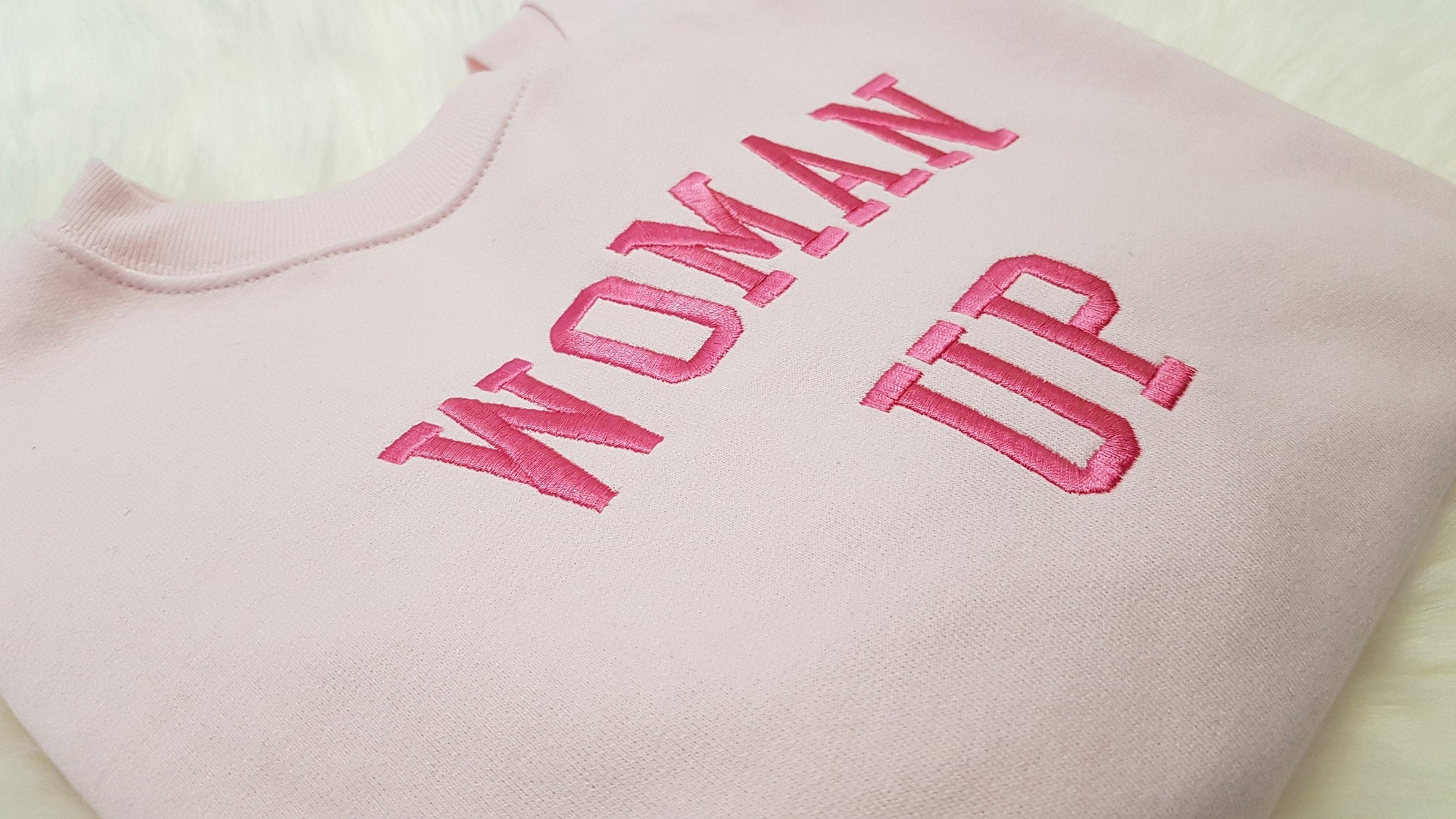 "Woman Up" Embroidered Sweatshirt – Empowerment Crewneck