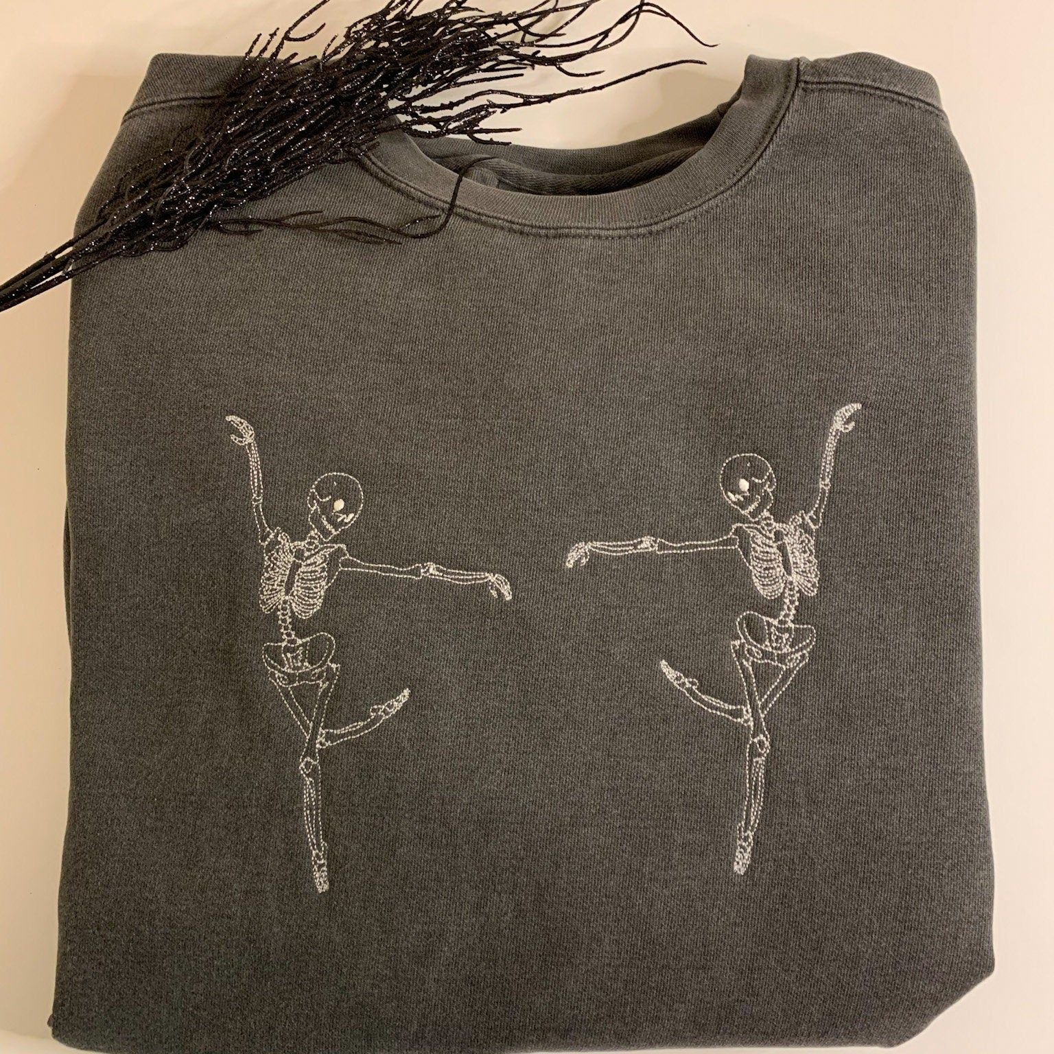 Embroidered Comfort Colors Dancing Skeletons Sweatshirt