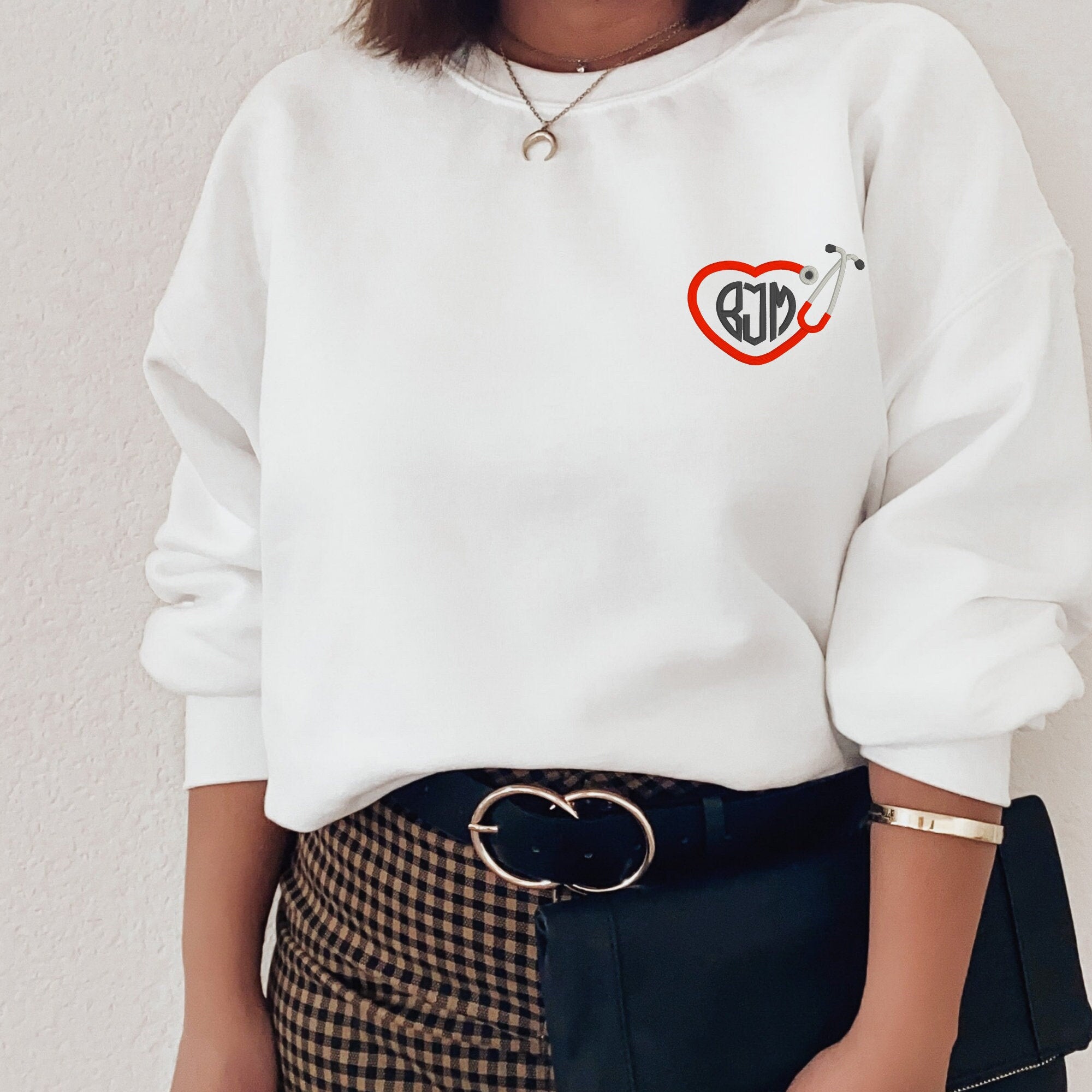 Custom Embroidered Nurse Monogram Sweatshirt - Perfect Personalisation Gift for Graduating Nurses and Future Medical Professionals