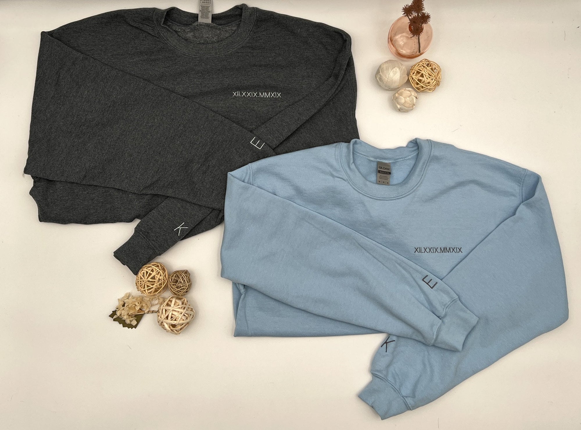 Roman Numeral Embroidered Sweatshirt – Custom Date Crewneck