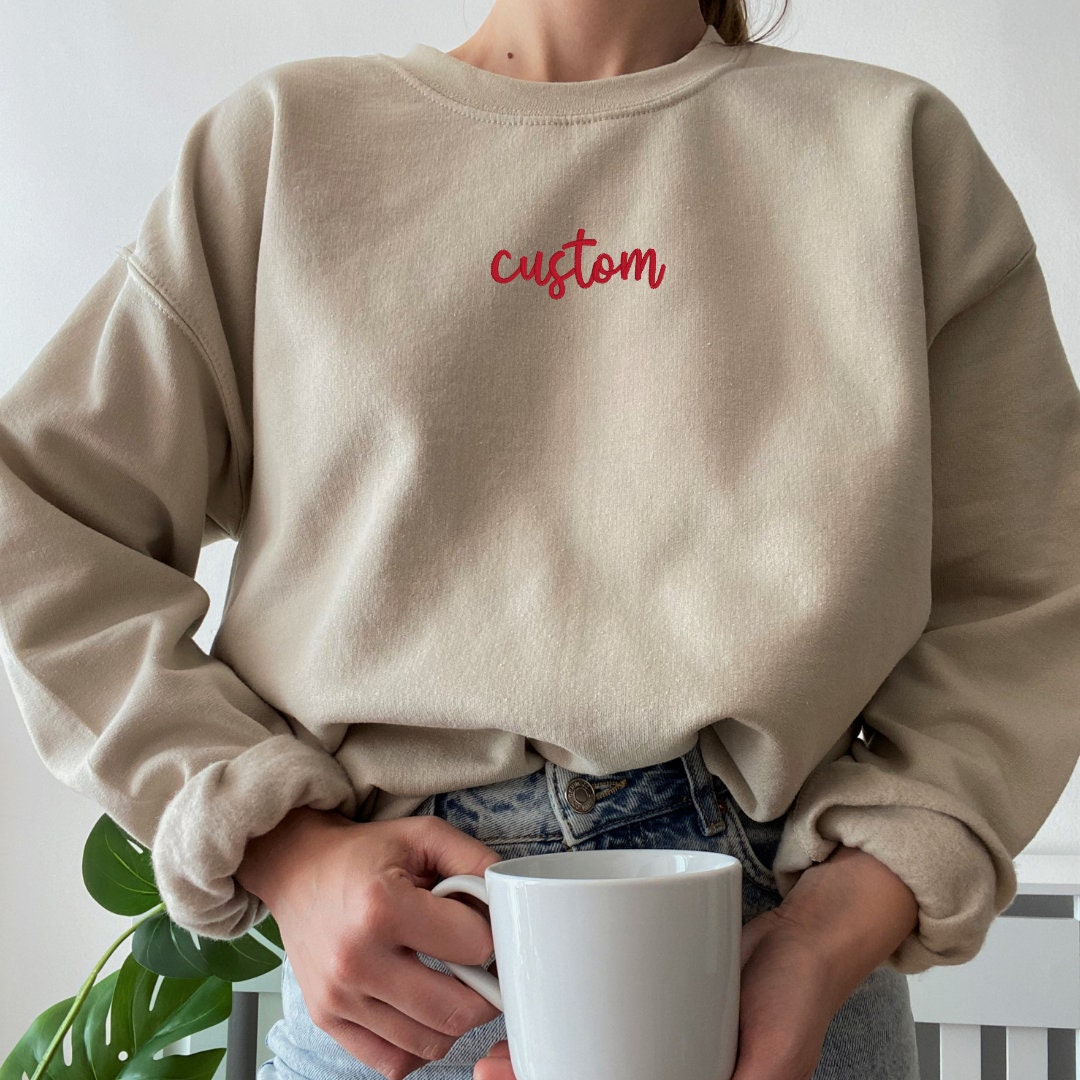 Custom Embroidered Sweatshirt – Personalized Minimalist Quote Crewneck