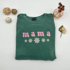 Embroidered Daisy Mama Sweatshirt - Comfort Colors